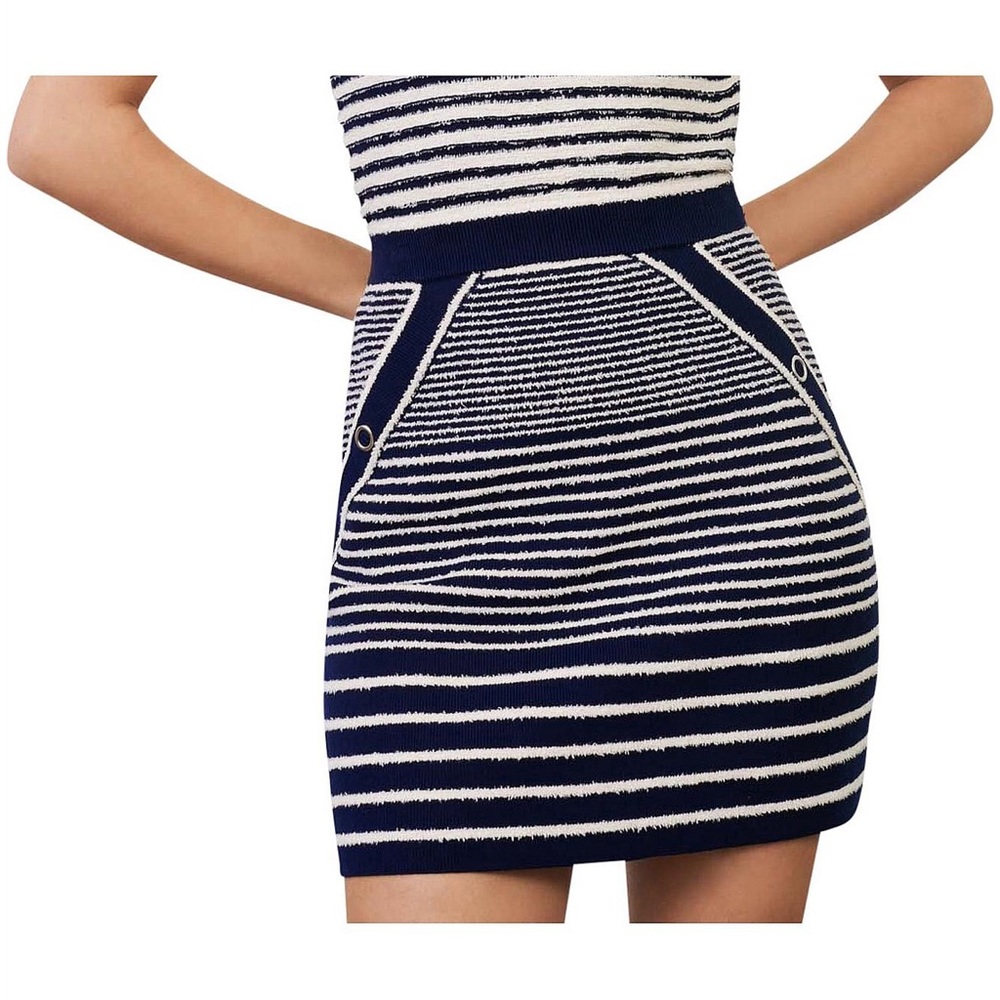 Navy and White Striped Women's Skirt